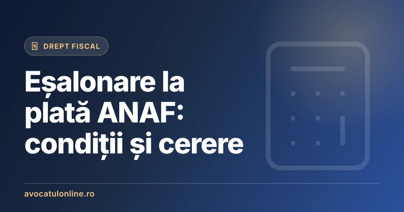Eșalonare la plată ANAF: condiții și cerere